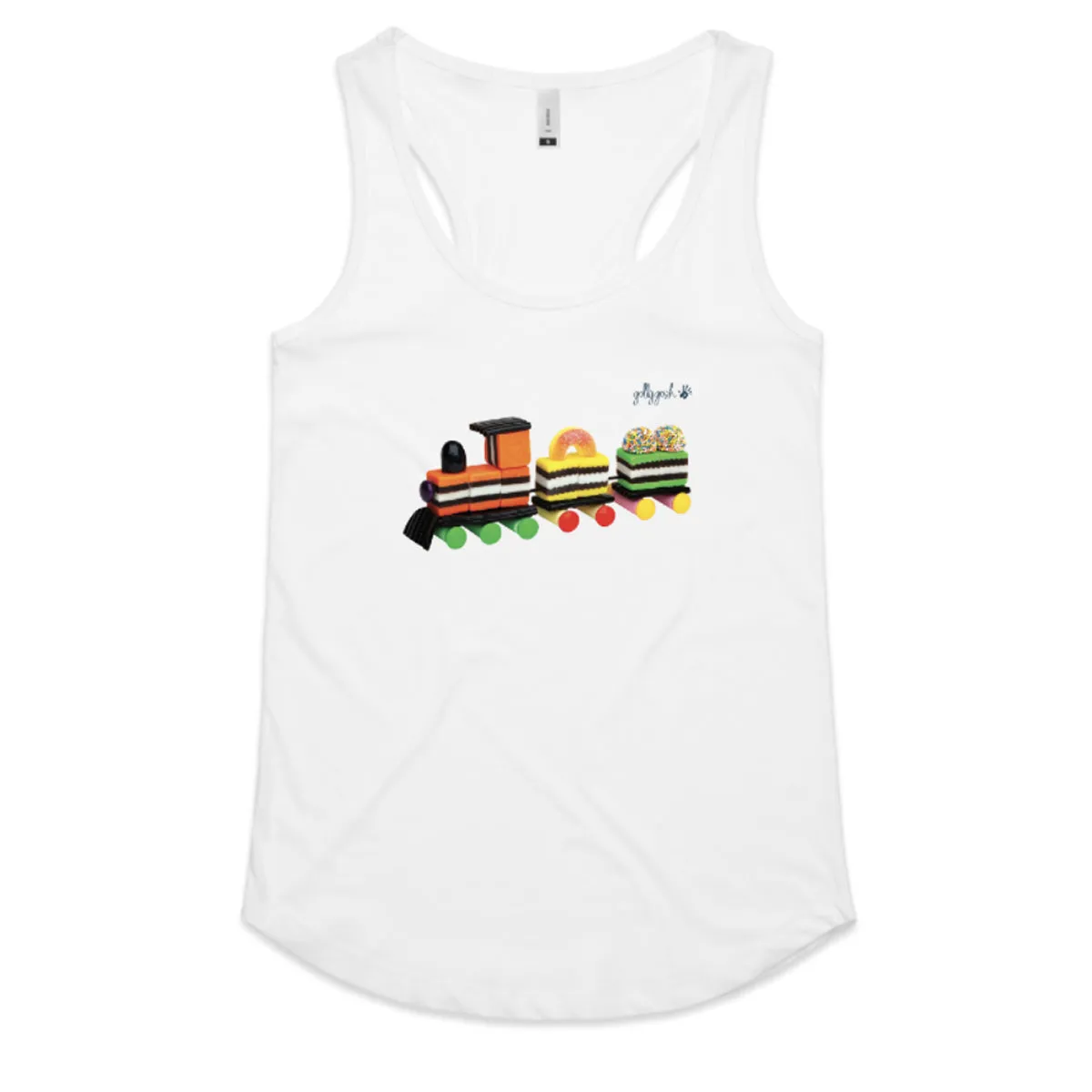 Liquorice Allsorts Train Racerback Singlet