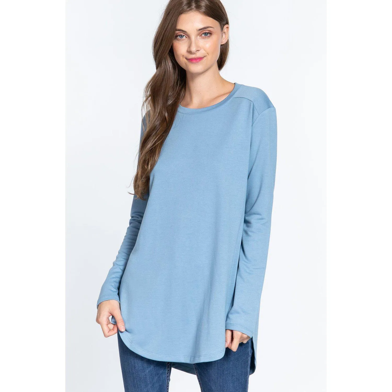 Long Slv Side Slit French Terry Tunic