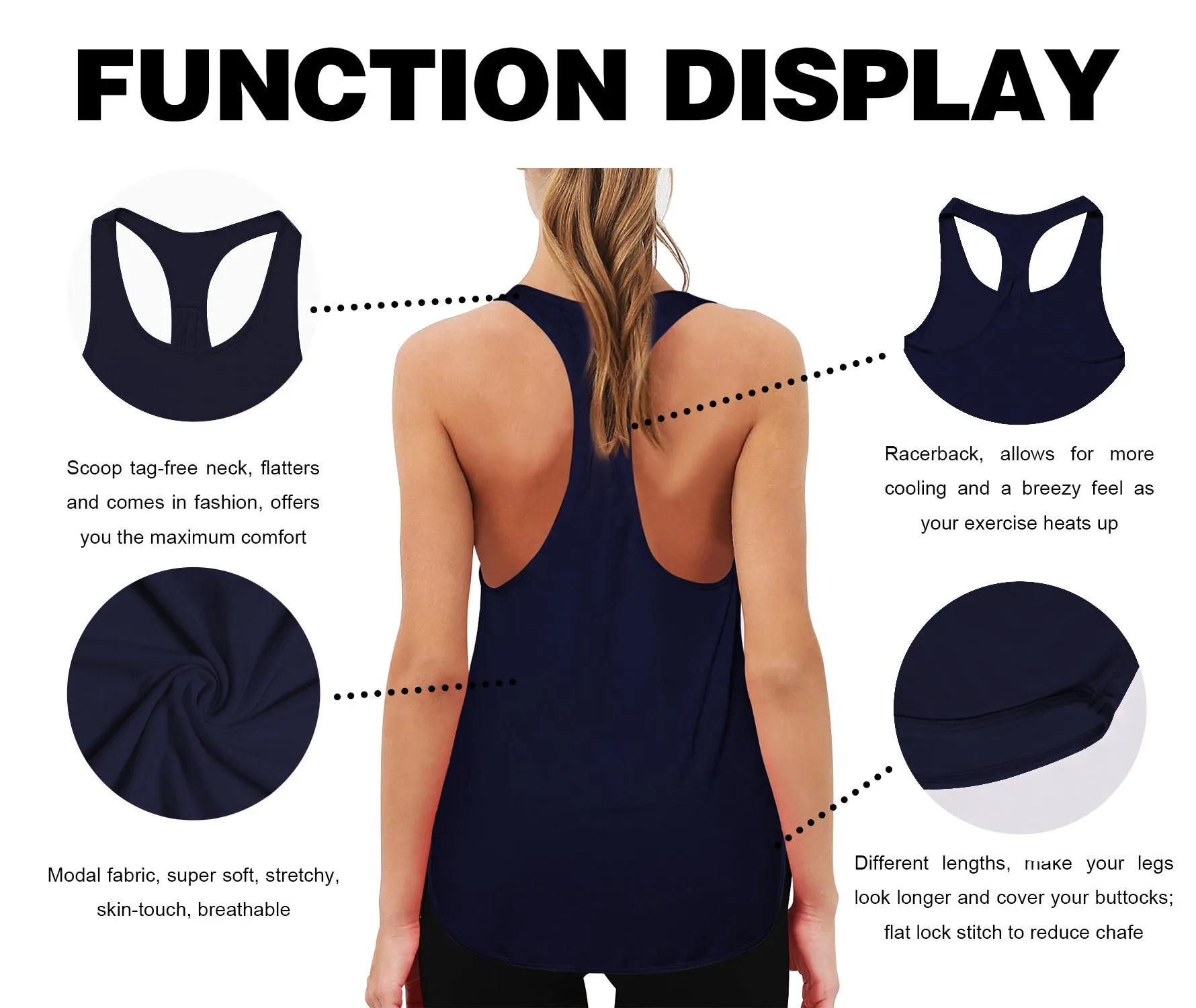 Loose Fit Racerback Tank Top darknavy