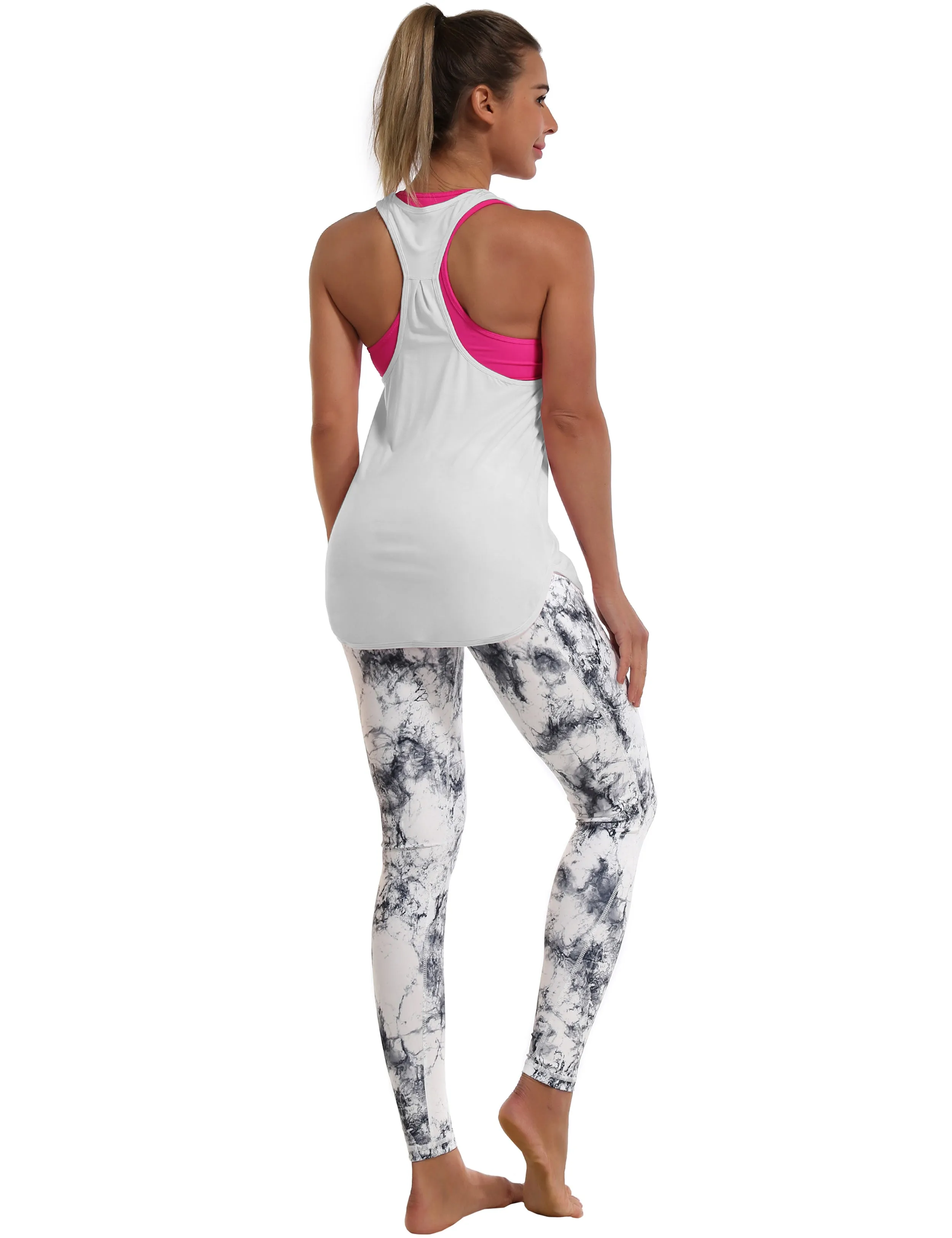 Loose Fit Racerback Tank Top lightgray_yogastudio