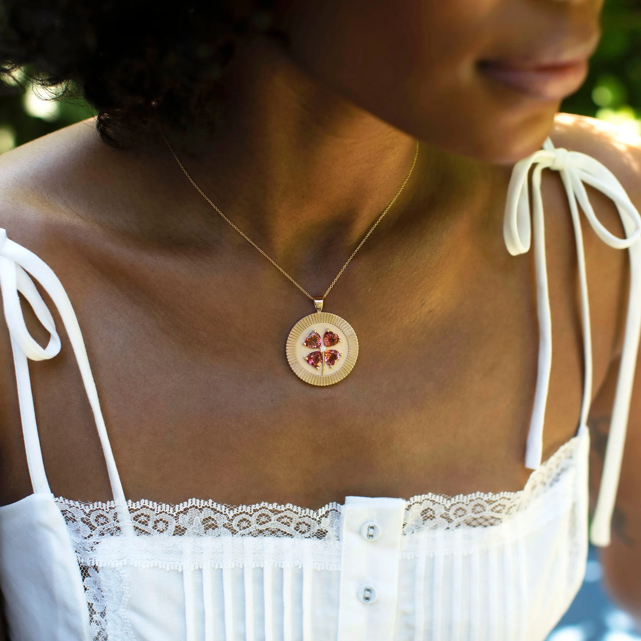 LUCKY 14k Pink Tourmaline Coin Pendant