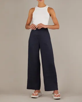 Mabel Linen Pant - Navy