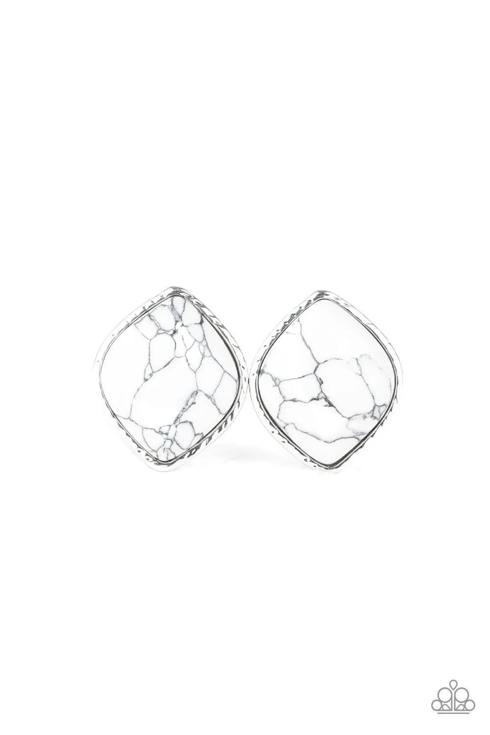 Marble Marvel - White Earrings