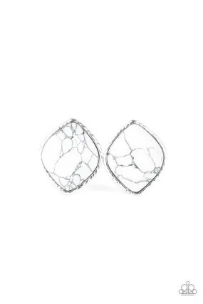 Marble Marvel - White Earrings