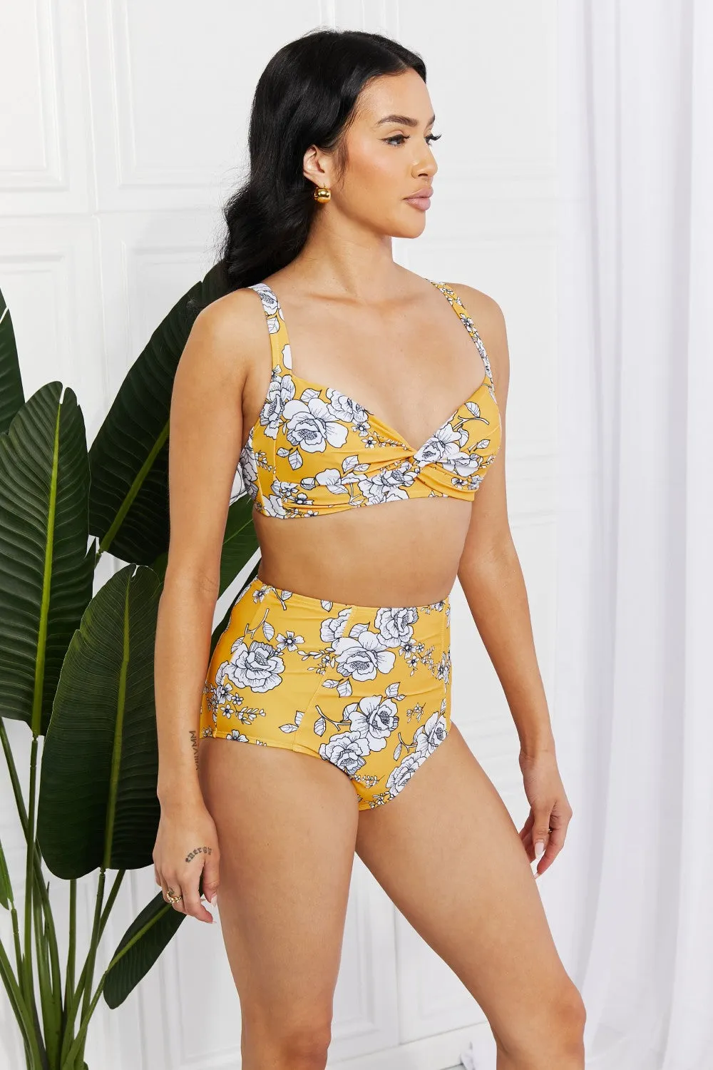 Marina West Swim Take A Dip Twist Hochhaus-Bikini in Senfgelb