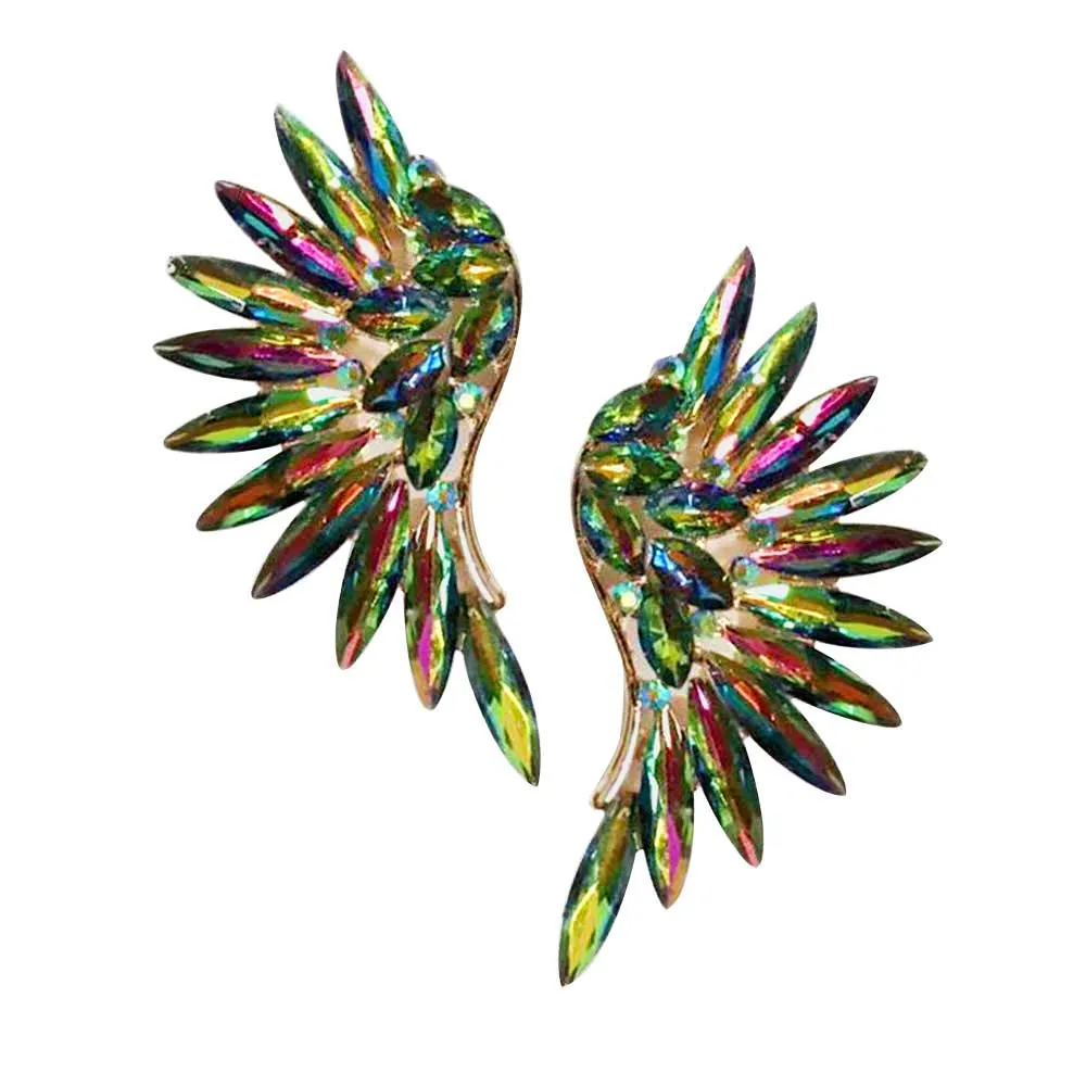 Marquise Stone Cluster Wing Clip on Earrings