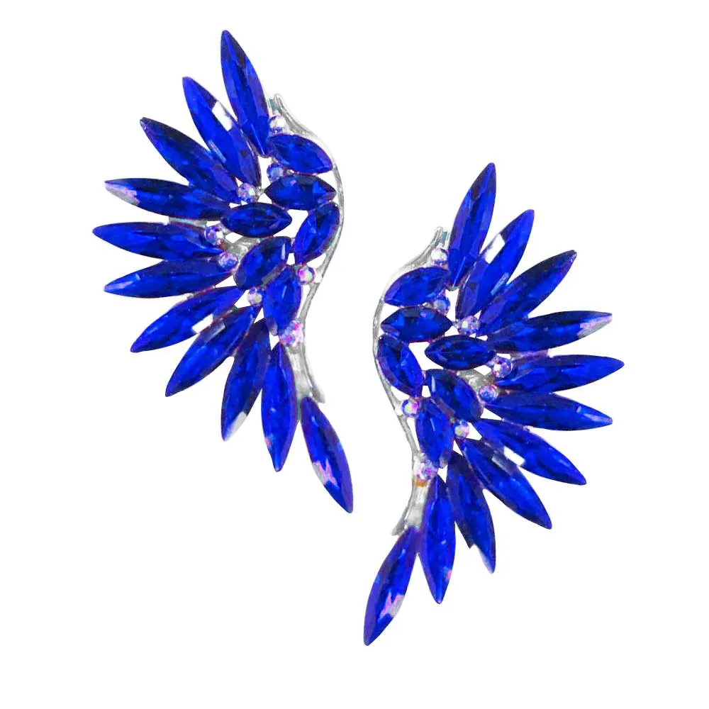 Marquise Stone Cluster Wing Clip on Earrings