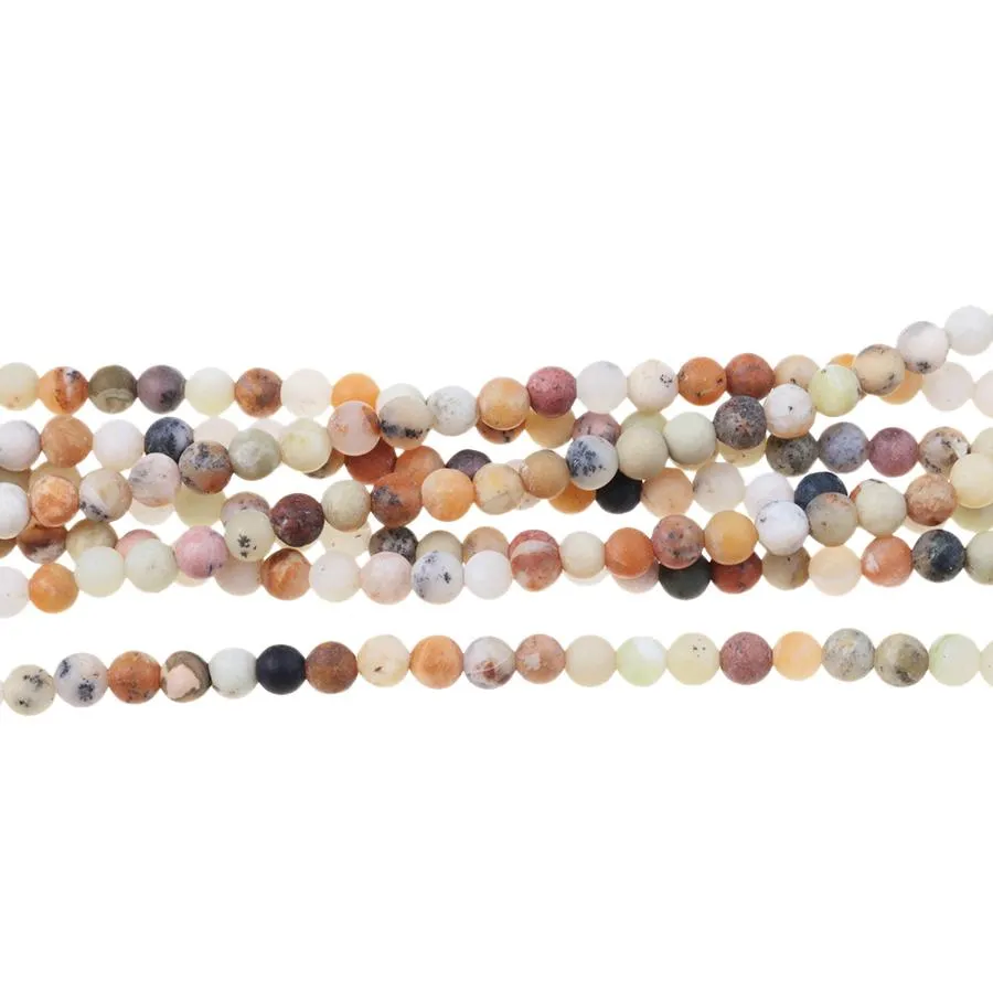 MATTE Golden Sage Agate 4mm Round - 15-16 Inch