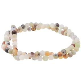 MATTE Golden Sage Agate 4mm Round - 15-16 Inch