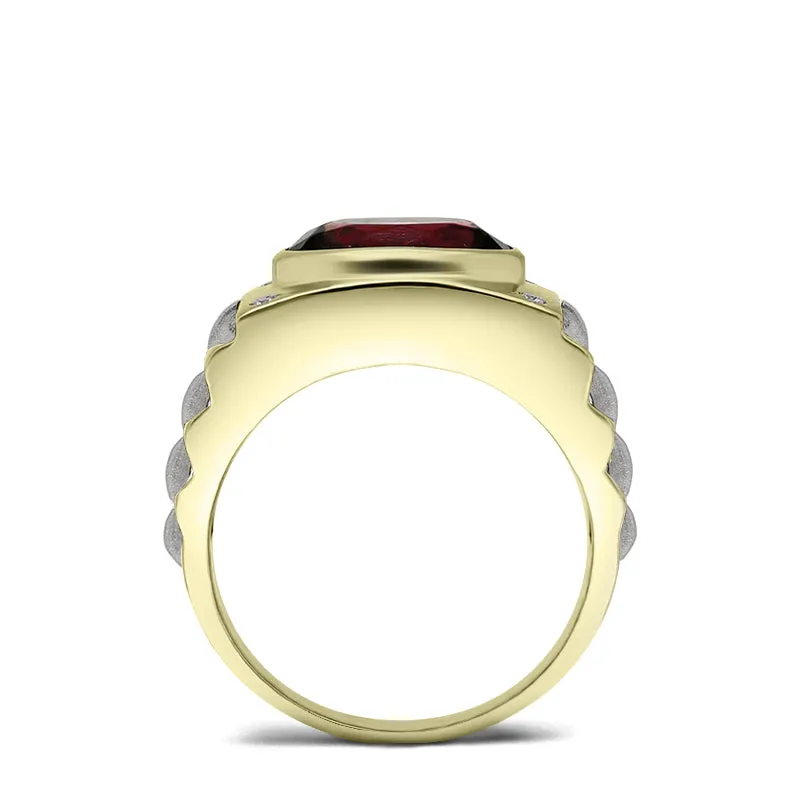 Men's Ring with Gemstone 4.50ct Oval Ruby in 14k SOLID Gold Natural Diamond Anniversary Band