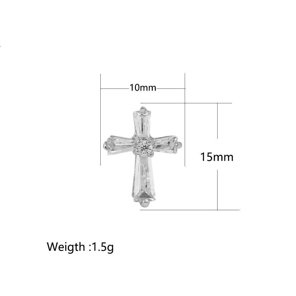 Men's Stainless Steel Stud Earrings Gold Silver Tone Cross