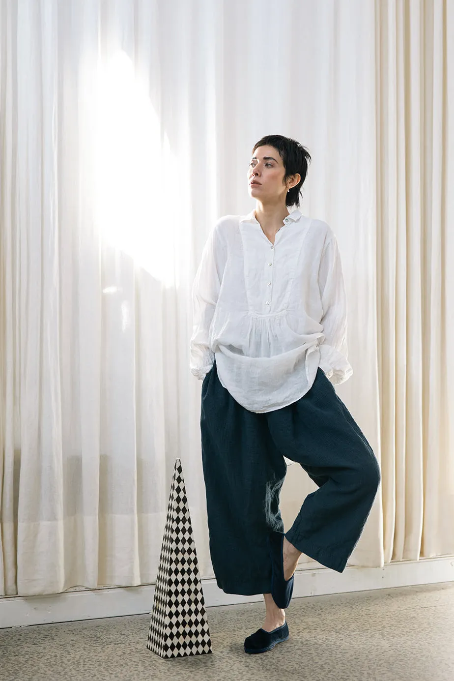 Metta - Freyja Slouch Pant - Micro Check Linen