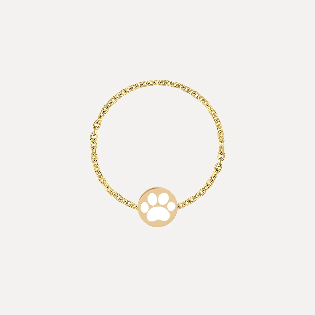 Mini Enamel Paw Chain Ring