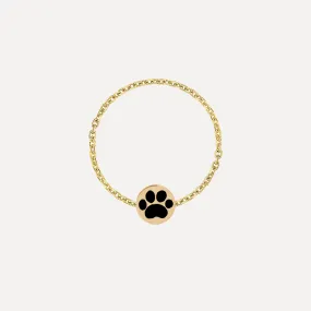 Mini Enamel Paw Chain Ring