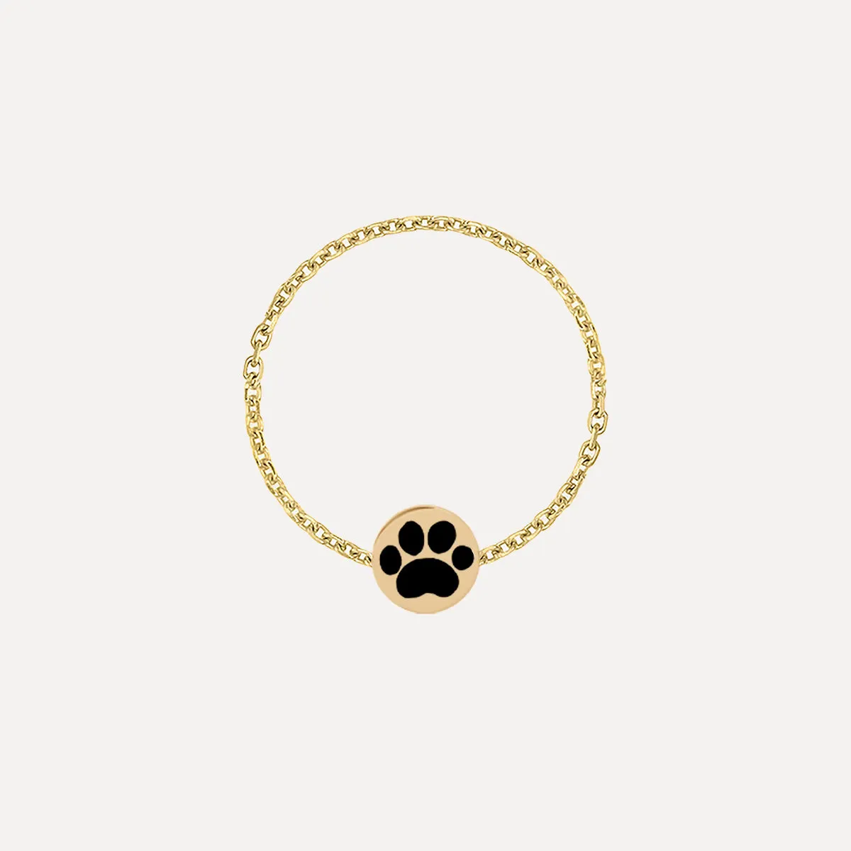 Mini Enamel Paw Chain Ring