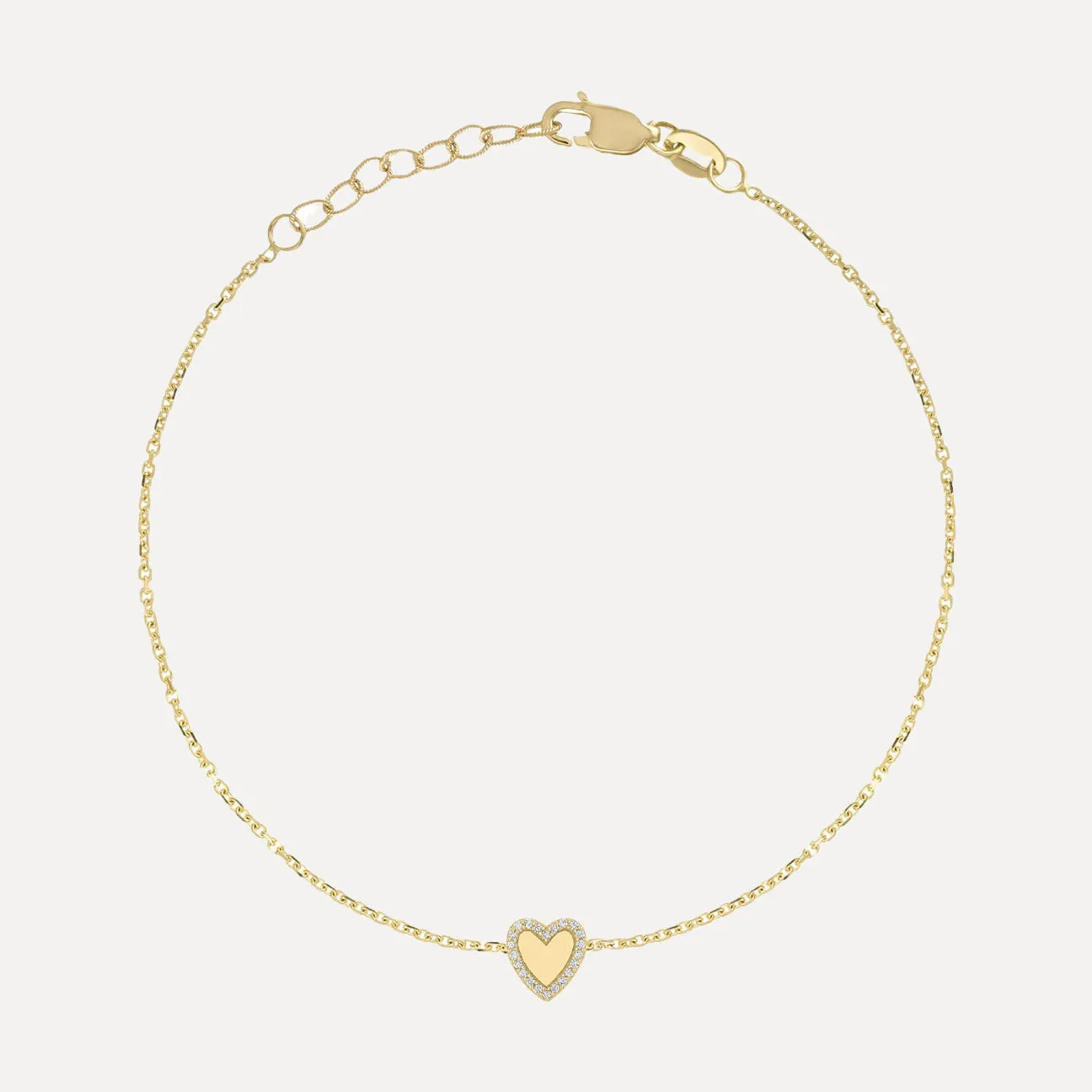 Mini Heart Bracelet with Pave Outline