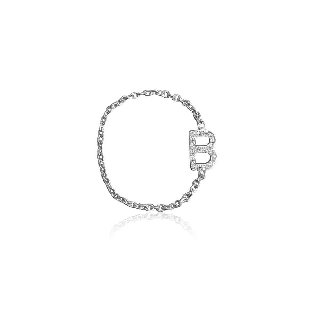 Mini Pave Letter Chain Ring