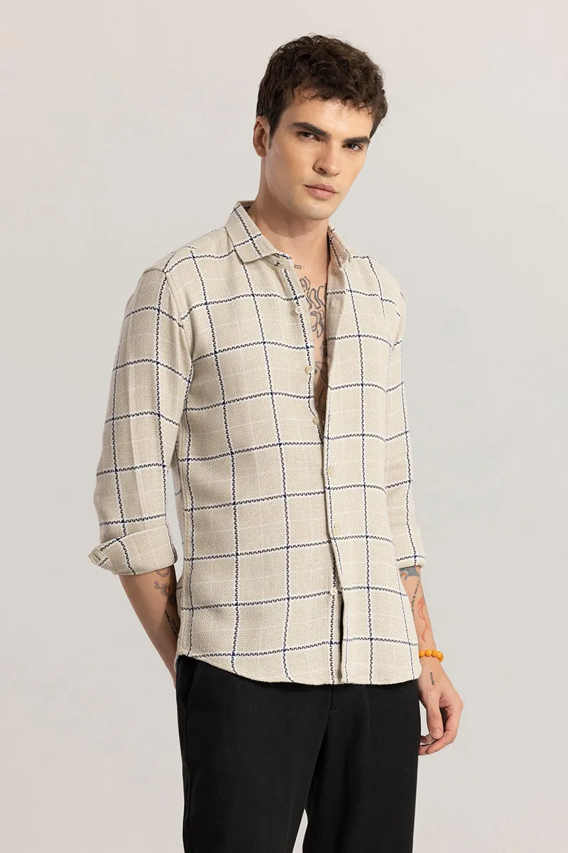 Modish Grid Beige Checks Shirt