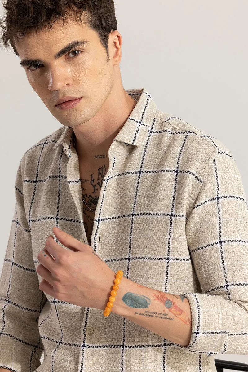 Modish Grid Beige Checks Shirt