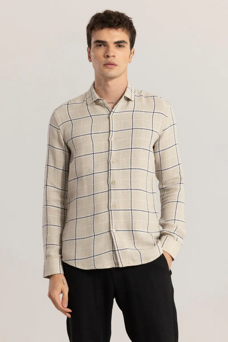 Modish Grid Beige Checks Shirt