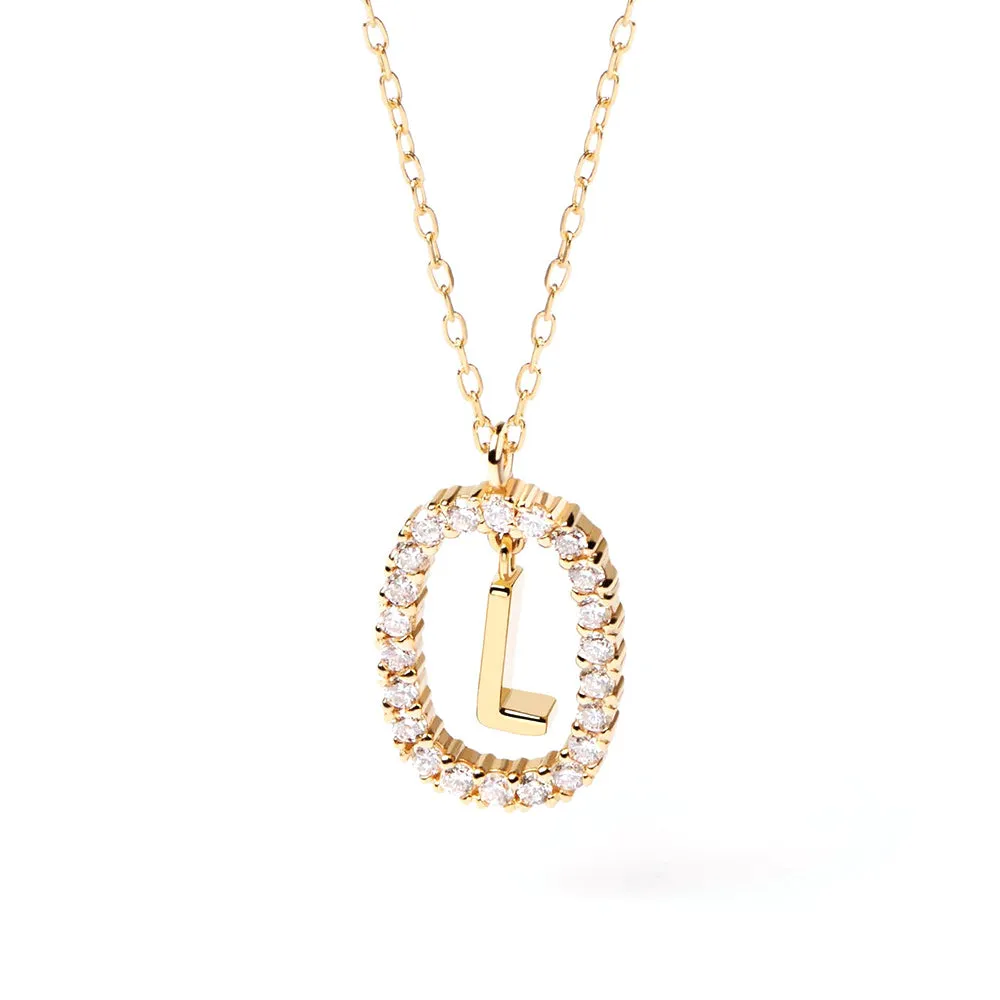 Moissanite Letter L Dangle Pendant Necklace