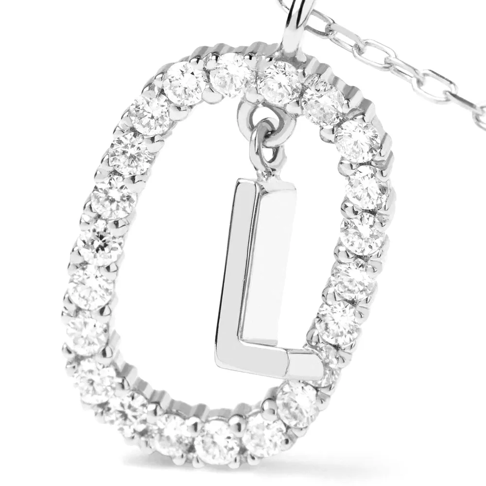 Moissanite Letter L Dangle Pendant Necklace