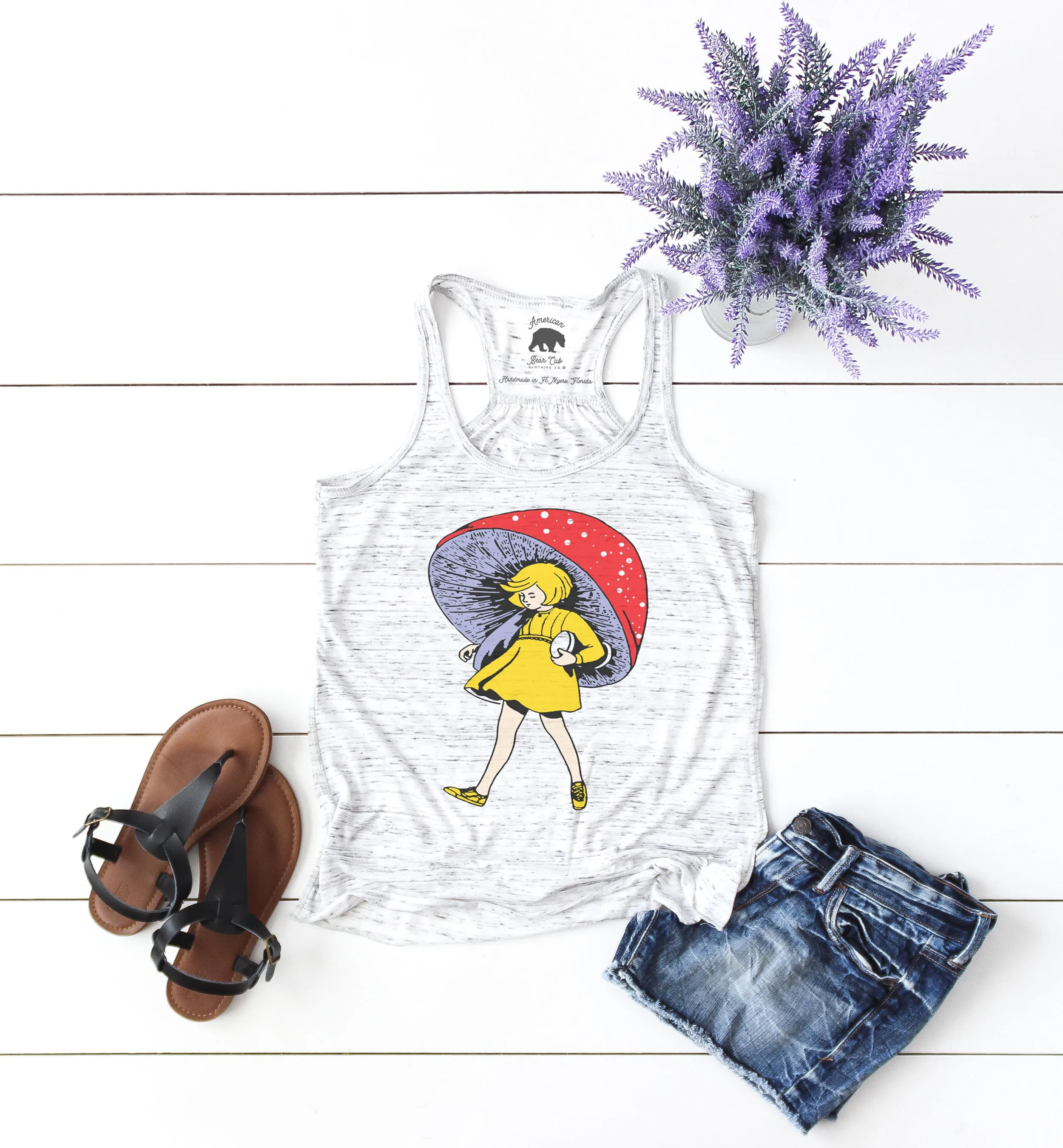 Mushroom Salt Girl flowy racerback tank top