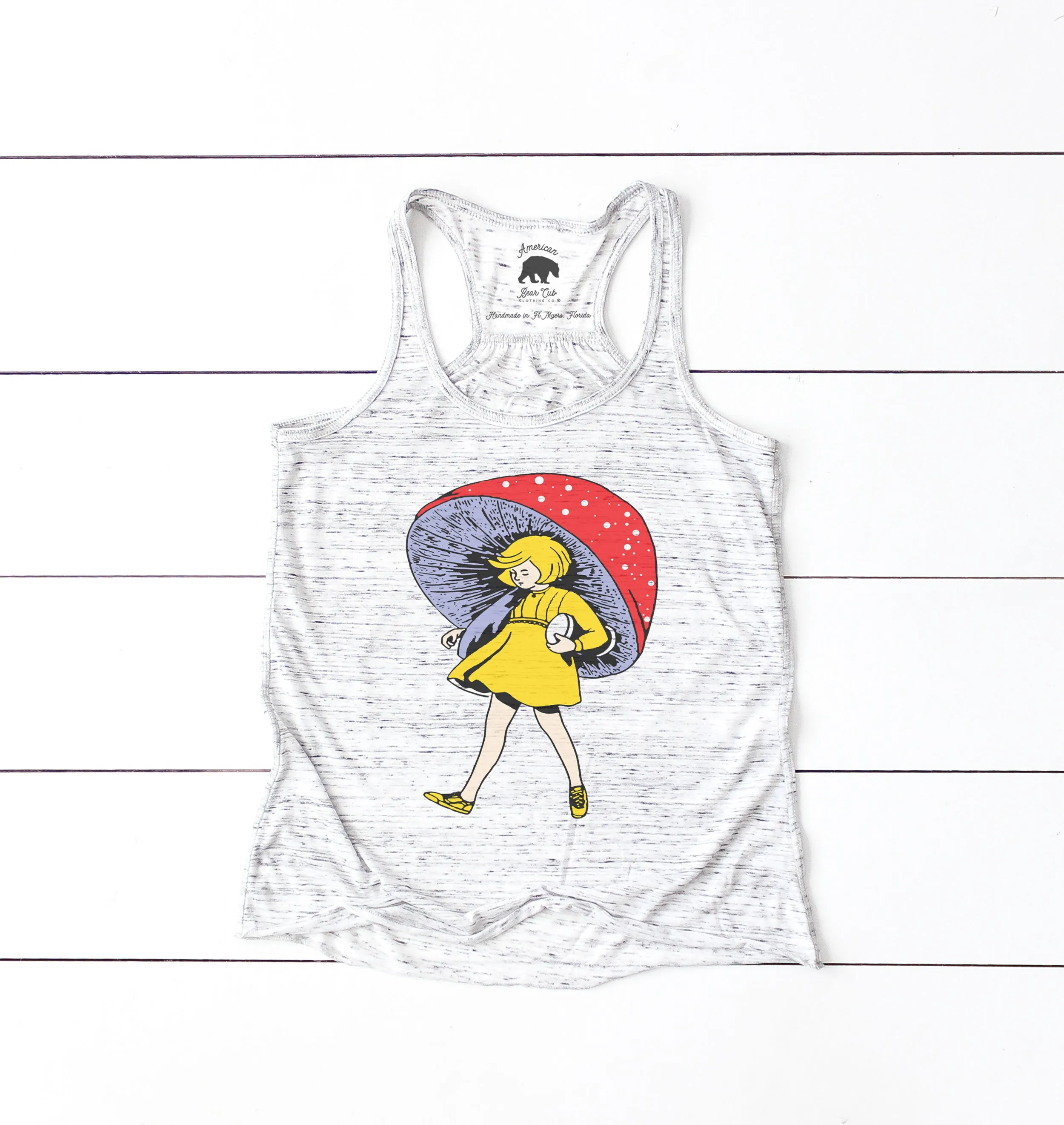 Mushroom Salt Girl flowy racerback tank top