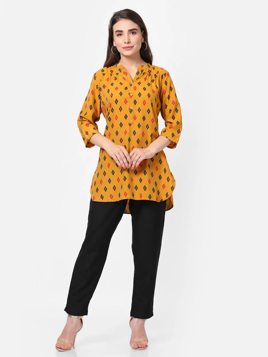 Mustard Geometrical Printed Tunic