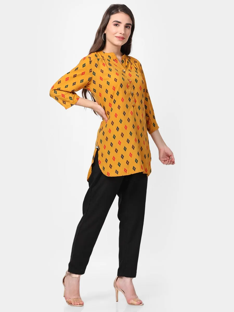 Mustard Geometrical Printed Tunic