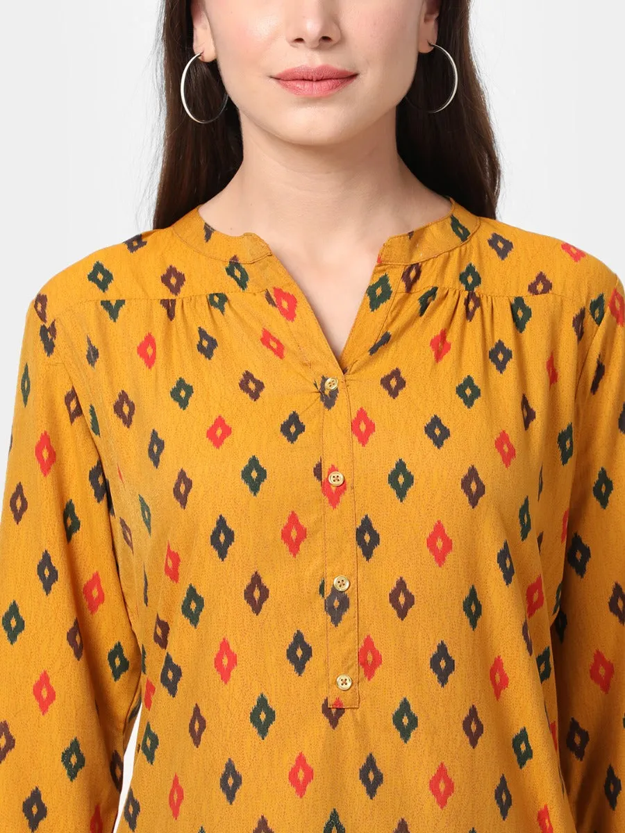 Mustard Geometrical Printed Tunic