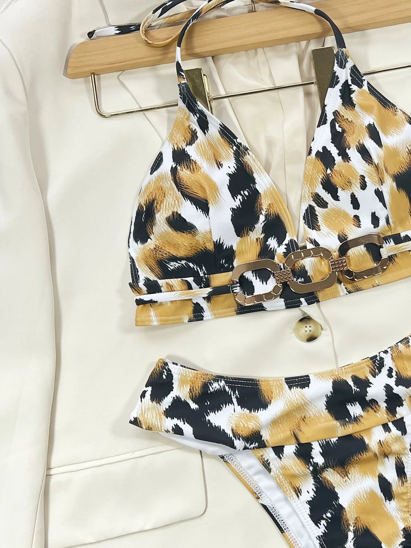 Neckholder-Bikini-Set mit Animal-Print