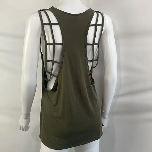 Olive With Woven Trim Tank Top