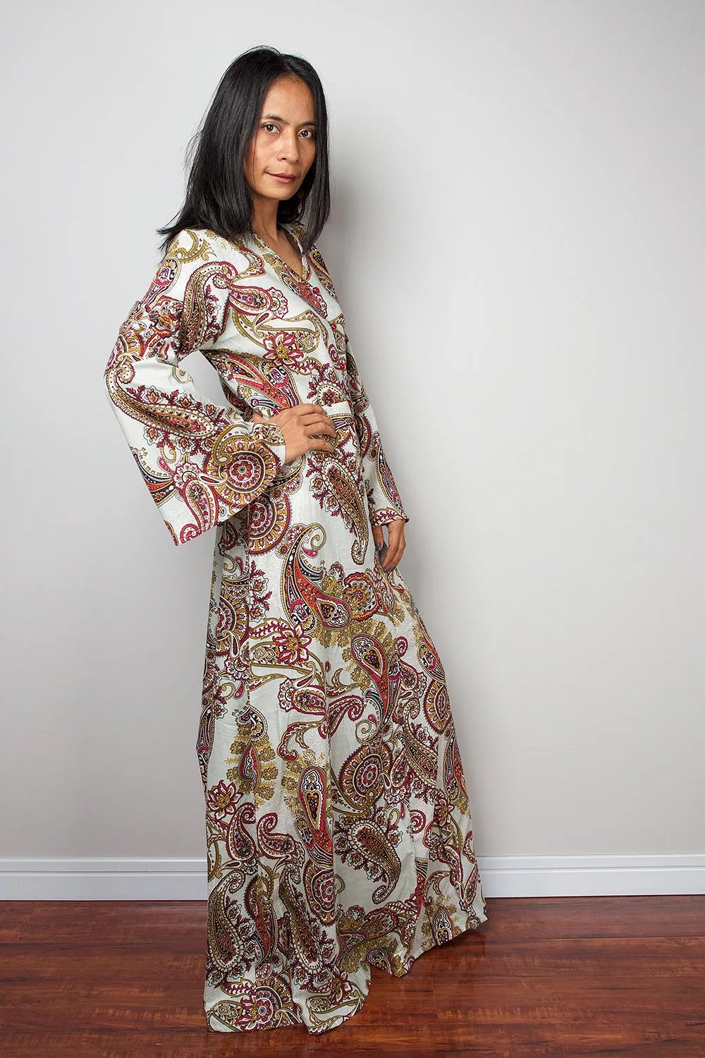 Paisley Dress / Modest Long Maxi Dress / Boho Dress with Paisley Print : Bohemian Soul Collection No.1