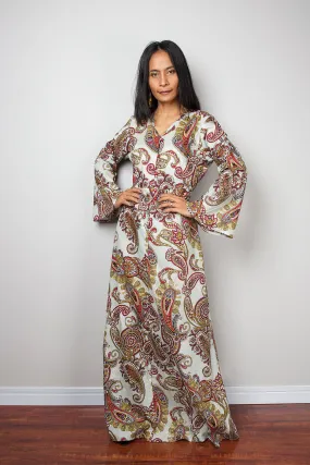 Paisley Dress / Modest Long Maxi Dress / Boho Dress with Paisley Print : Bohemian Soul Collection No.1