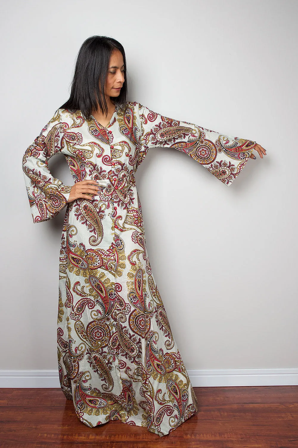 Paisley Dress / Modest Long Maxi Dress / Boho Dress with Paisley Print : Bohemian Soul Collection No.1