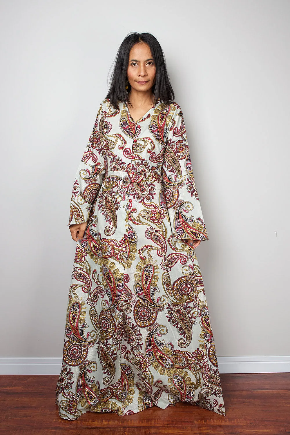 Paisley Dress / Modest Long Maxi Dress / Boho Dress with Paisley Print : Bohemian Soul Collection No.1