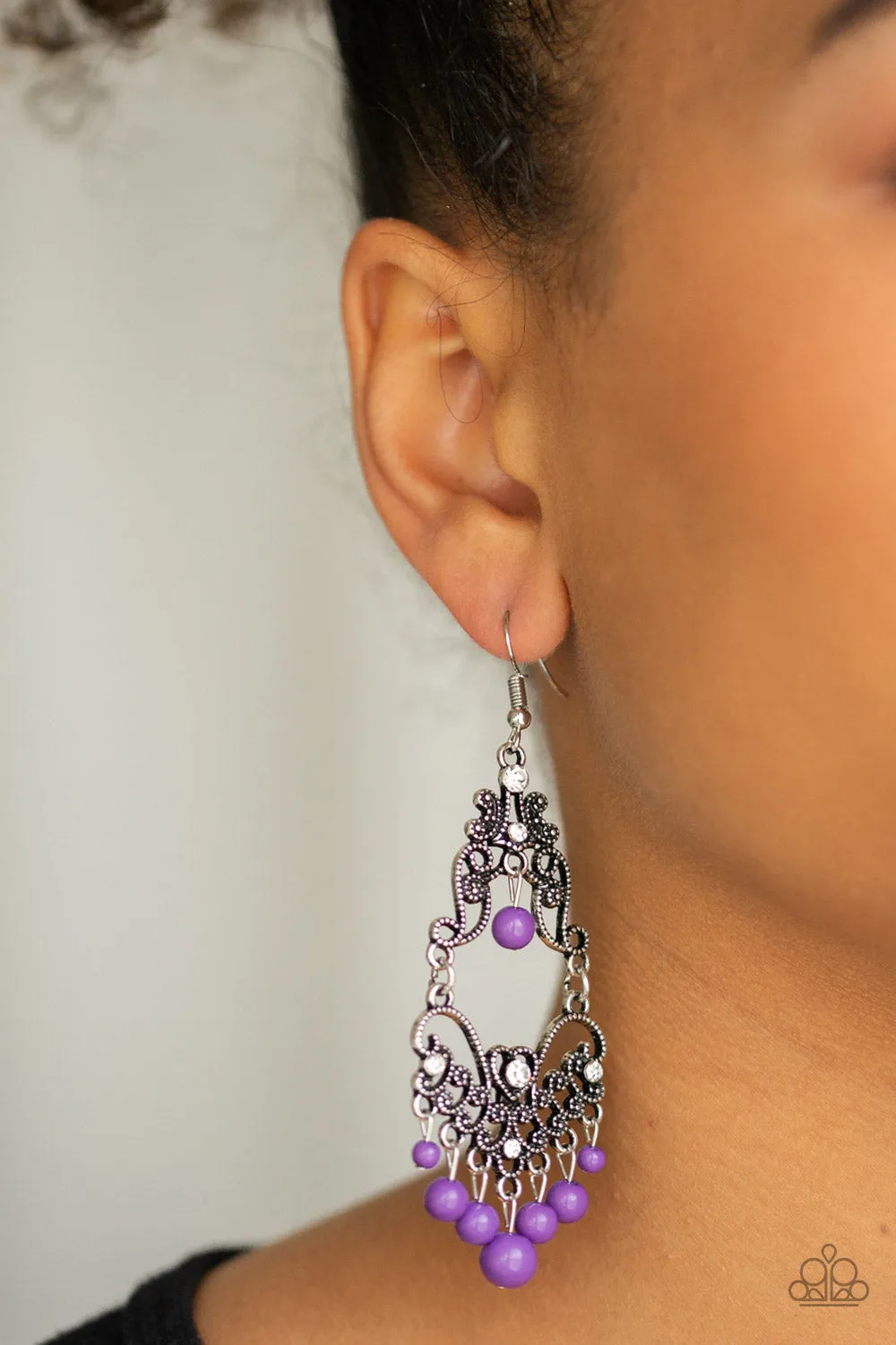 Paparazzi Earring ~ Colorfully Cabaret - Purple