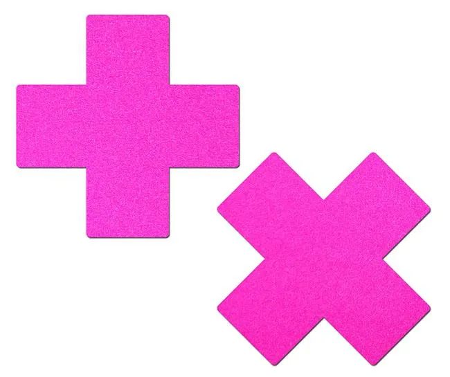 Pasties - Pink Day-Glow Cross Nipple Pasties