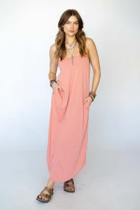 Perfect Round Hem Bralette Maxi Dress - Salmon