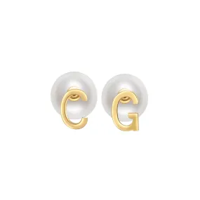 Personalized Alphabet 18K Solid Gold Edison Pearl Earrings KE00013