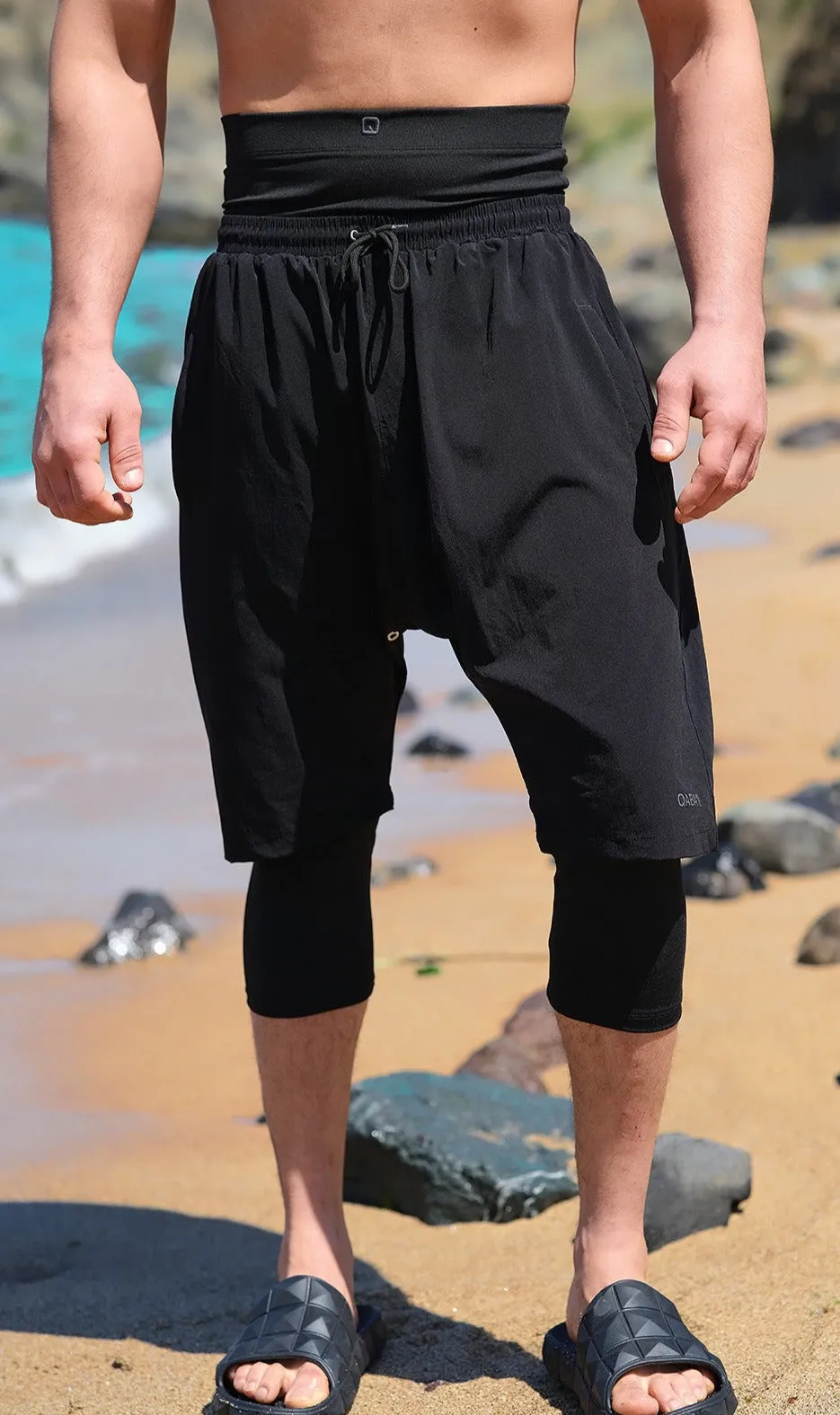 QL Halal Swim Shorts in Black and Black