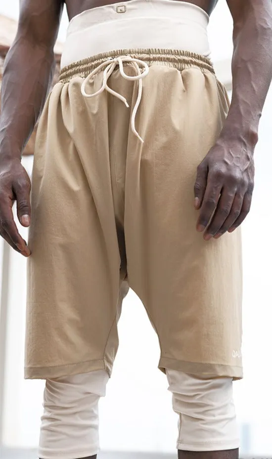 QL Halal Swim Shorts in Camel and Beige