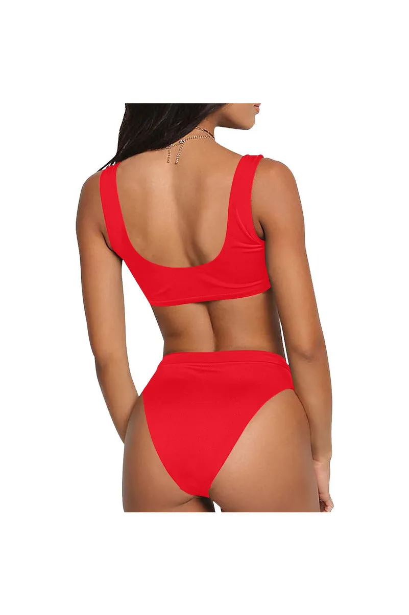 Red Hot Sport Top & High-Waist Bikini Swimsuit