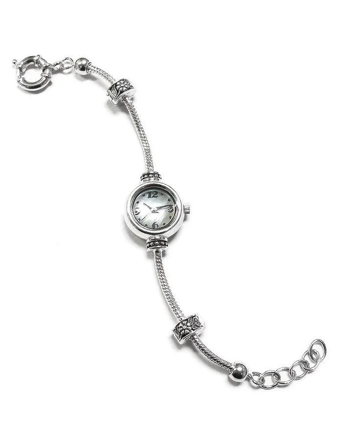 Reflection Beads Sterling Silver Watch - Wedding or Anniversary Set - White Dial