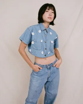 Remade Vintage Flower Denim Top