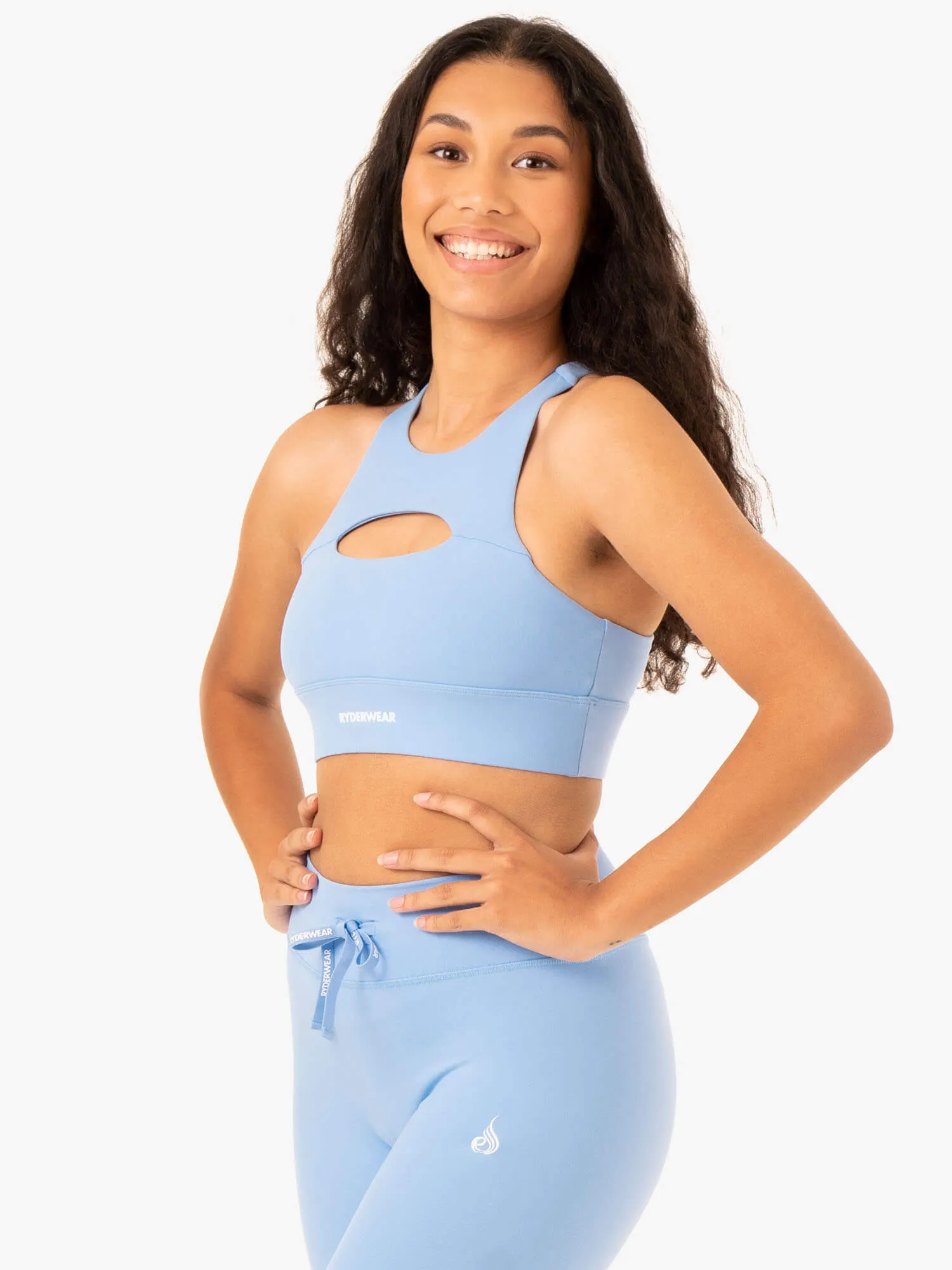 Replay Cut Out Sports Bra - Sky Blue