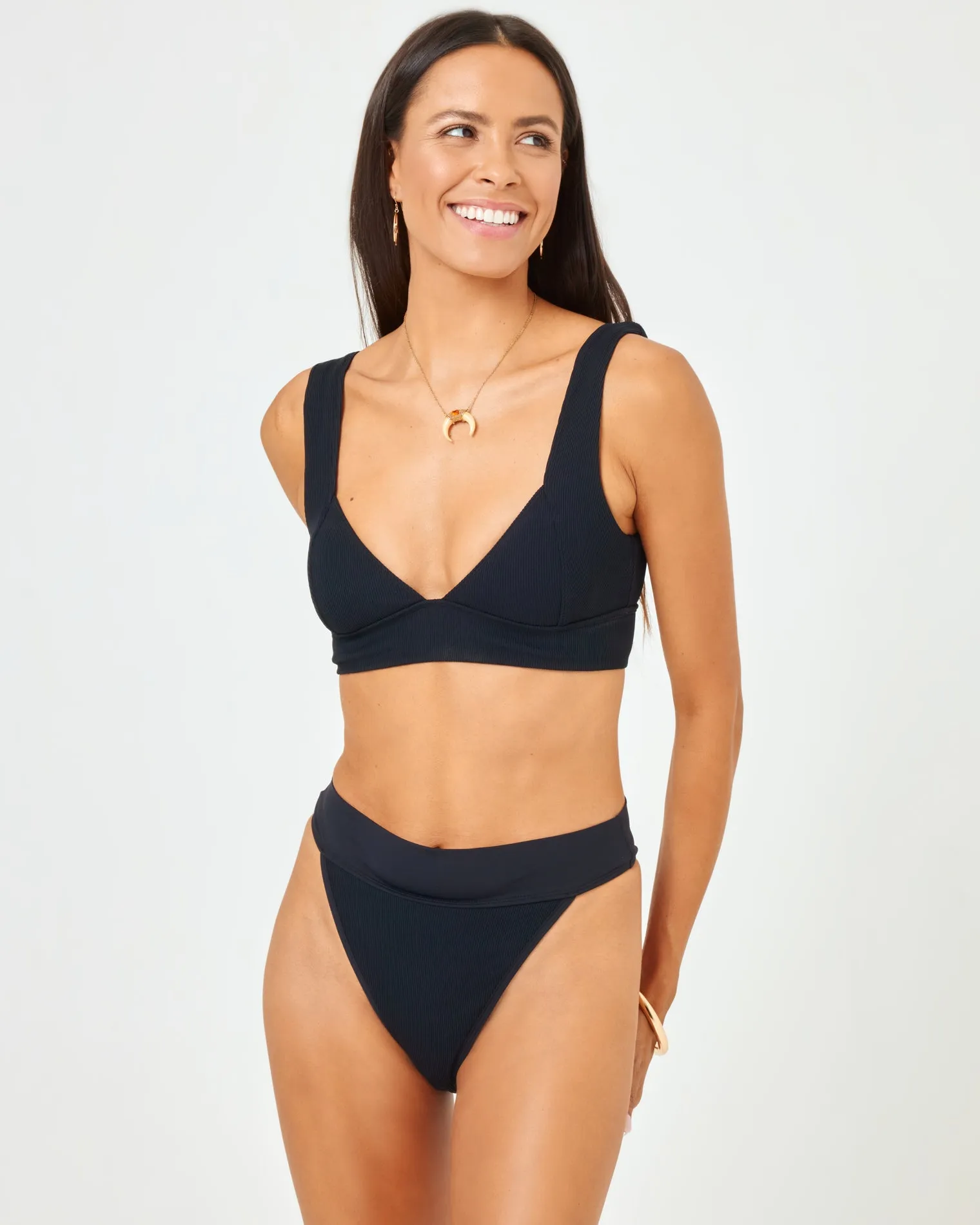 Ribbed Hailey Bikini Top - Black