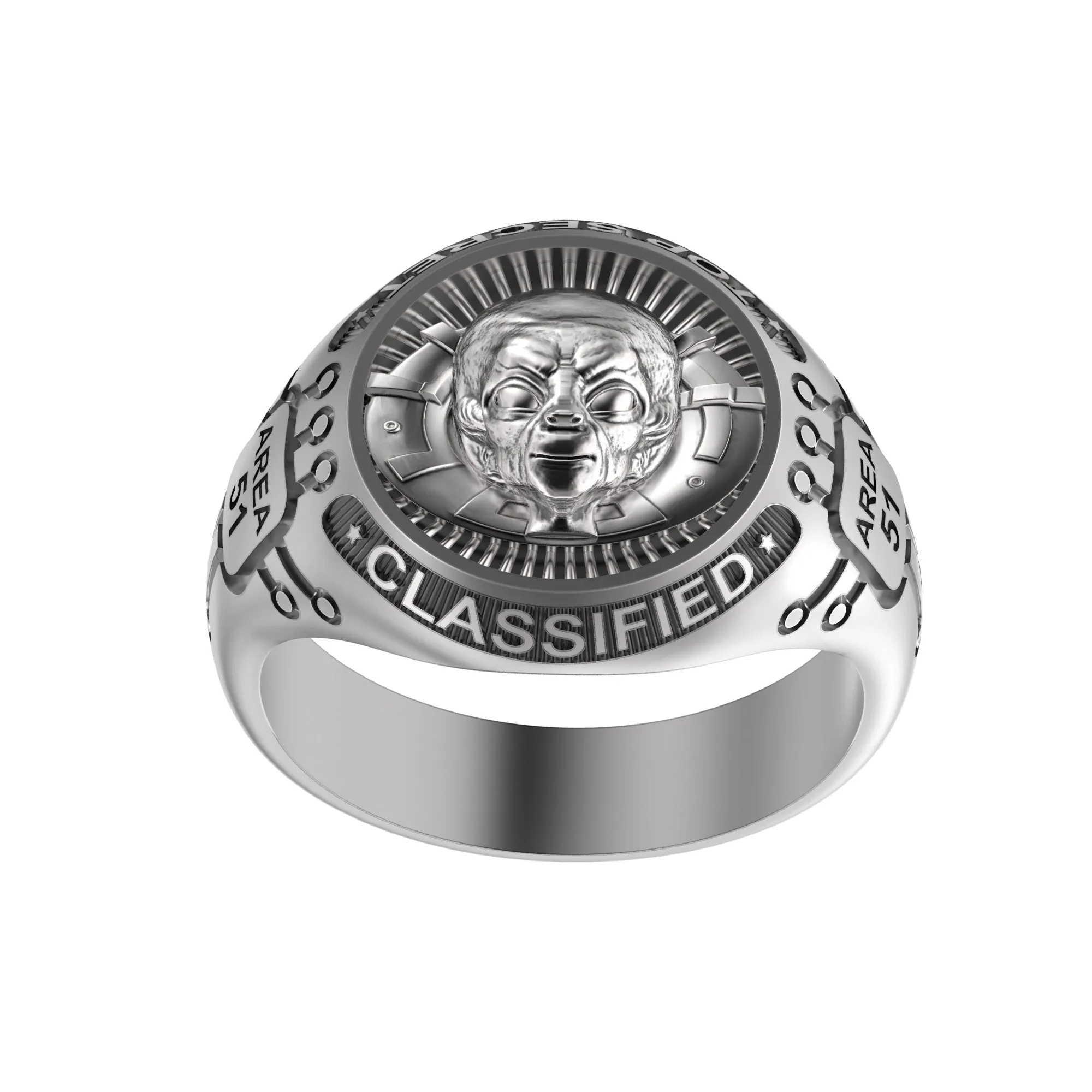 Roswell Incident 75th anniversary gift, UFO Alien Area 51, Mens Signet Ring