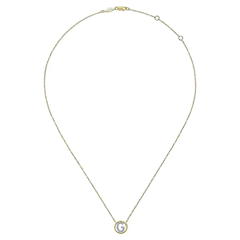 Round Pavé Initial G Pendant Necklace